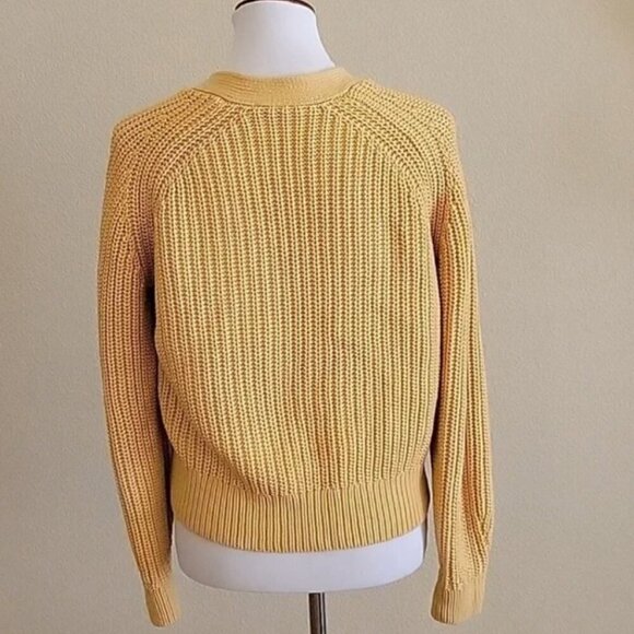 Everlane The Cotton Texture Cardigan Knit Chunky Sweater in Butter Yellow Size M - Picture 4 of 6